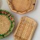 Composition of vintage colorful baskets