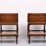 Superb pair Mahogany and Leather library steps England