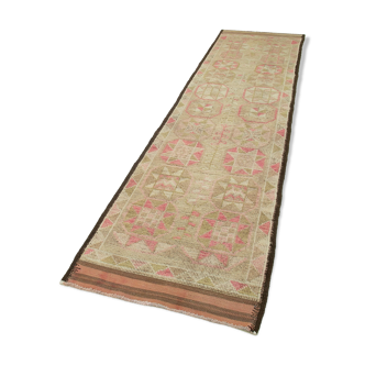 Tapis Beige Anatolien issé à la main 85 cm x 337 cm