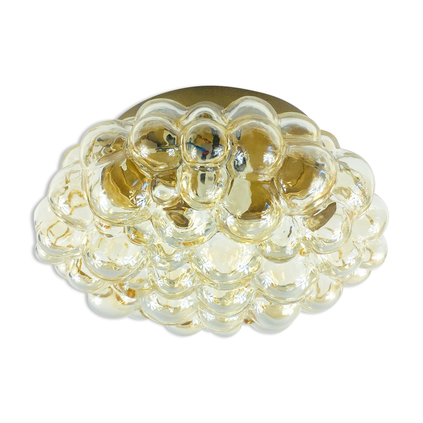 Amber bubble glass flush mount by Helena Tynell For Limburg, Germany, 1970s
