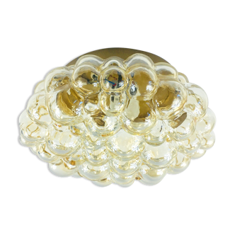 Amber bubble glass flush mount by Helena Tynell For Limburg, Germany, 1970s