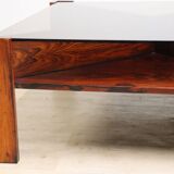 Scandinavian rosewood and glass coffee table Mobelintarsia - 1960