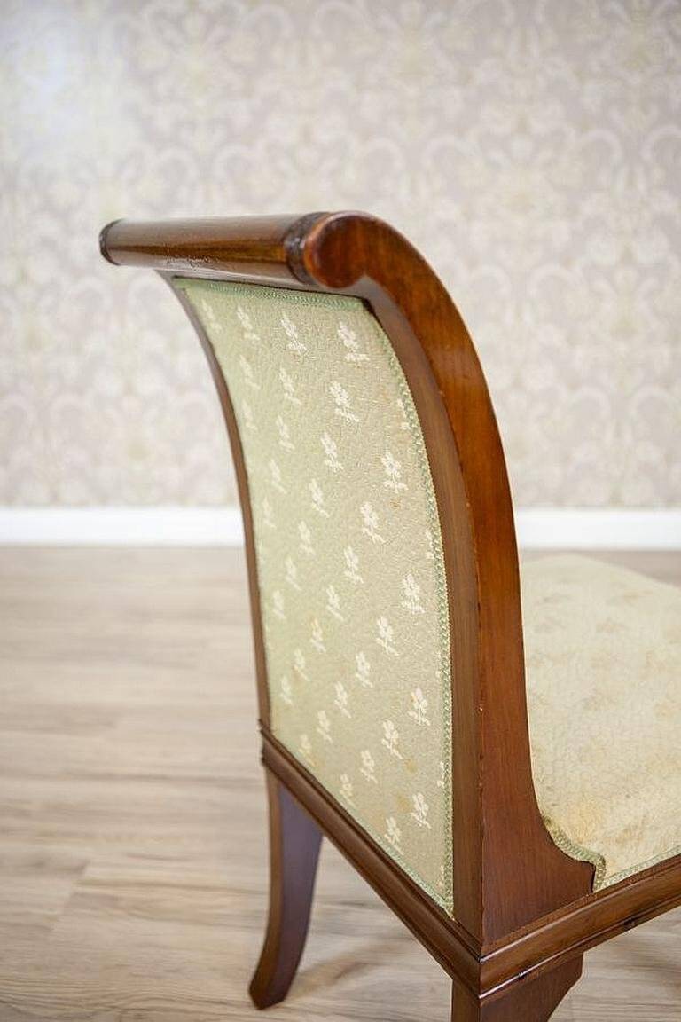 Antique Mahogany Chairs in White Upholstery, 1880, Set of 4