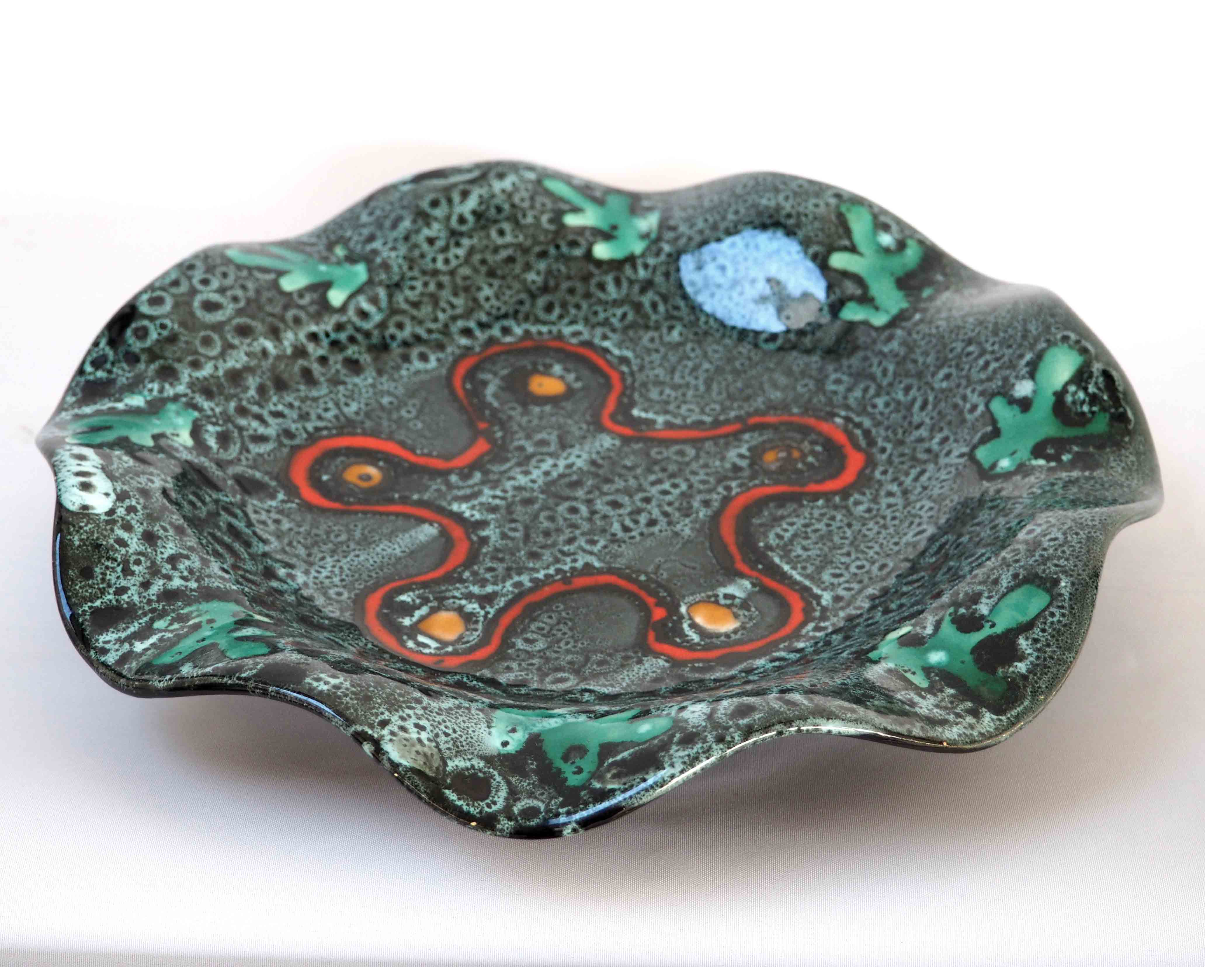 Multicolored earthenware dish