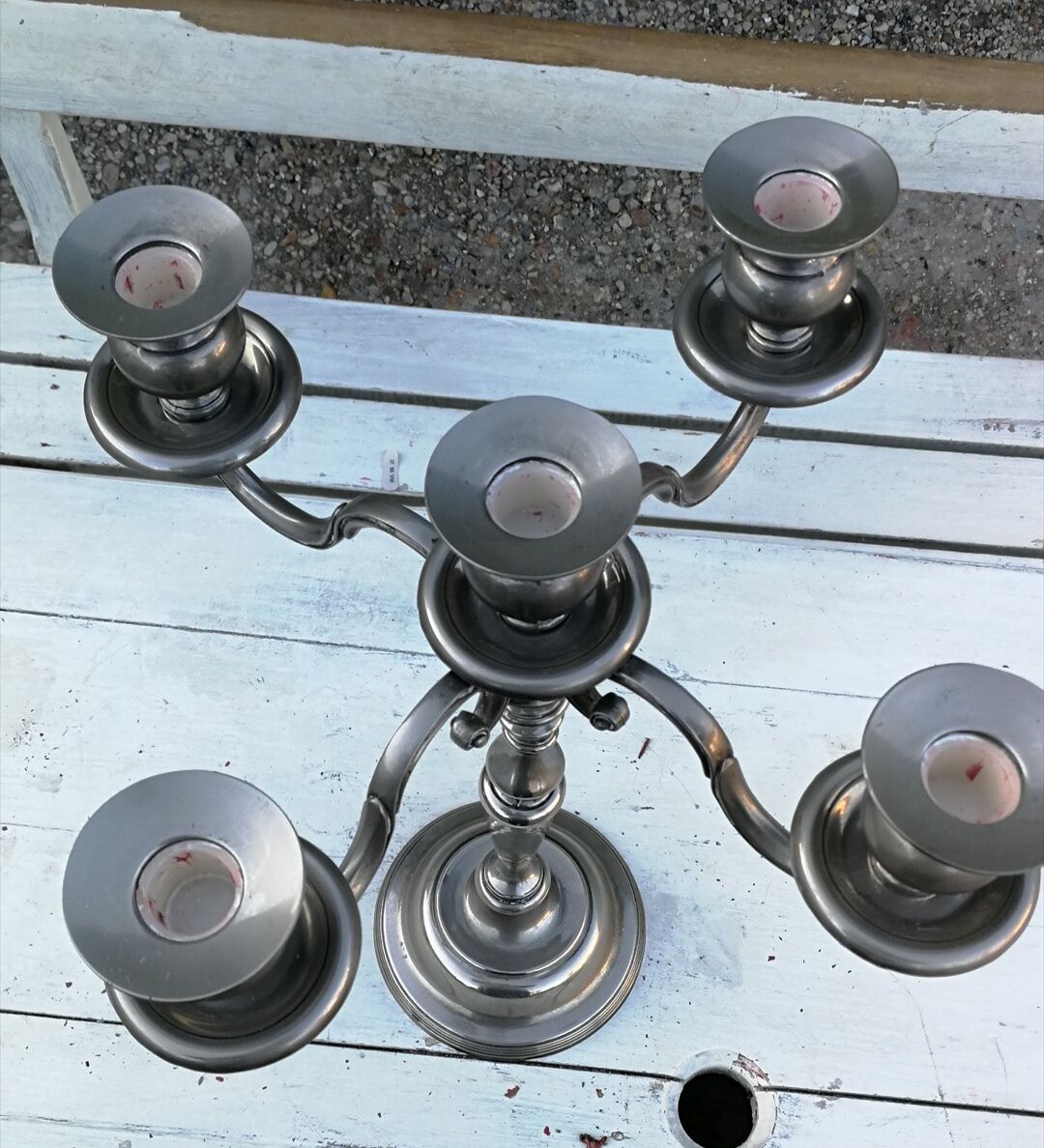 Old chandelier in silver, 5 branches