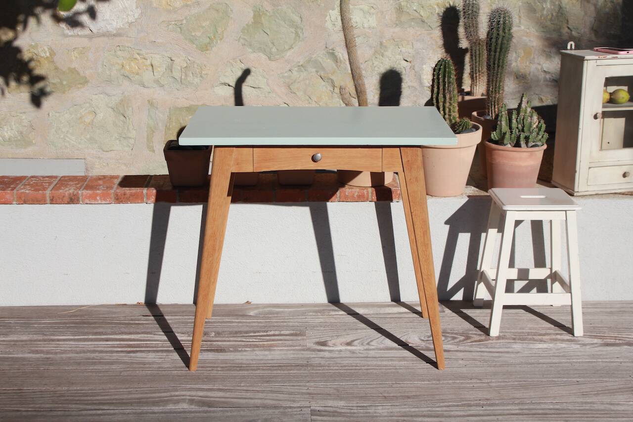 Vintage desk table with compass legs