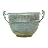 French Art Nouveau Style Flower Pots Garden Vases Verdigris