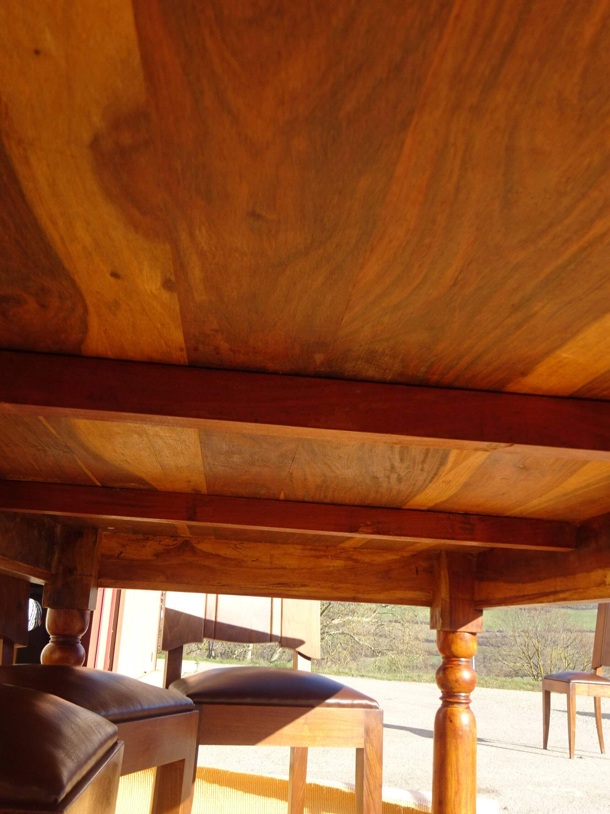 Solid wood and wrought iron table