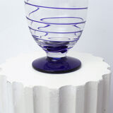Vase en verre de Murano transparent et filet bleu