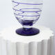 Vase en verre de Murano transparent et filet bleu