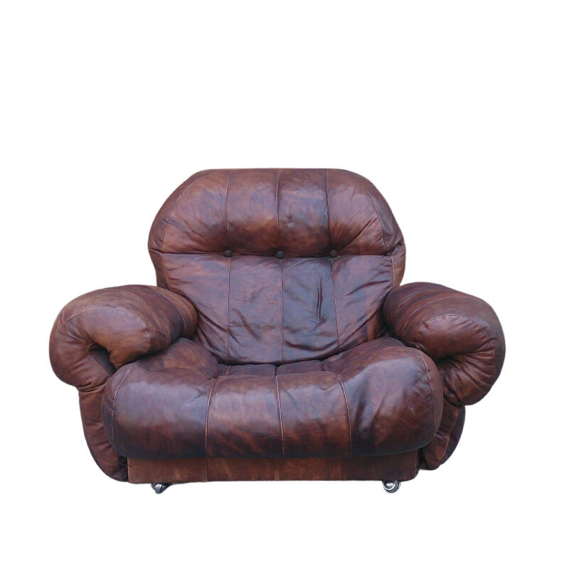 Vintage brown leather lounge chair