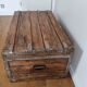 Large-scale marine style decorative wooden trunk with interior upholstery