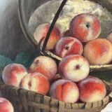 Authentic still life with peaches signed Gaston Hamanovick 1920