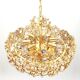Golden brass chandelier with crystal glass inlays by Palwa, Germany, 1970s.