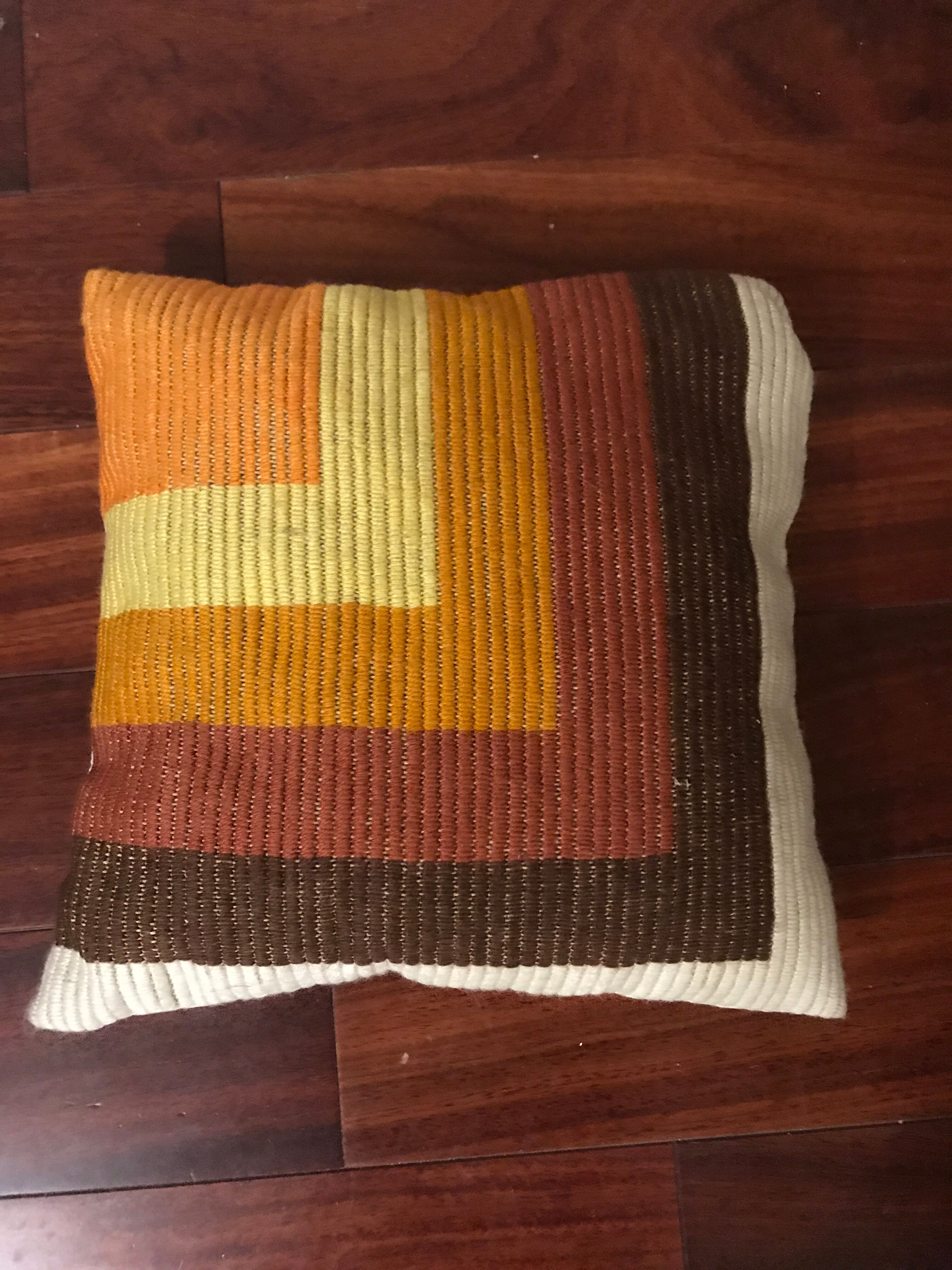 1970 vintage cushion orange yellow brown beige