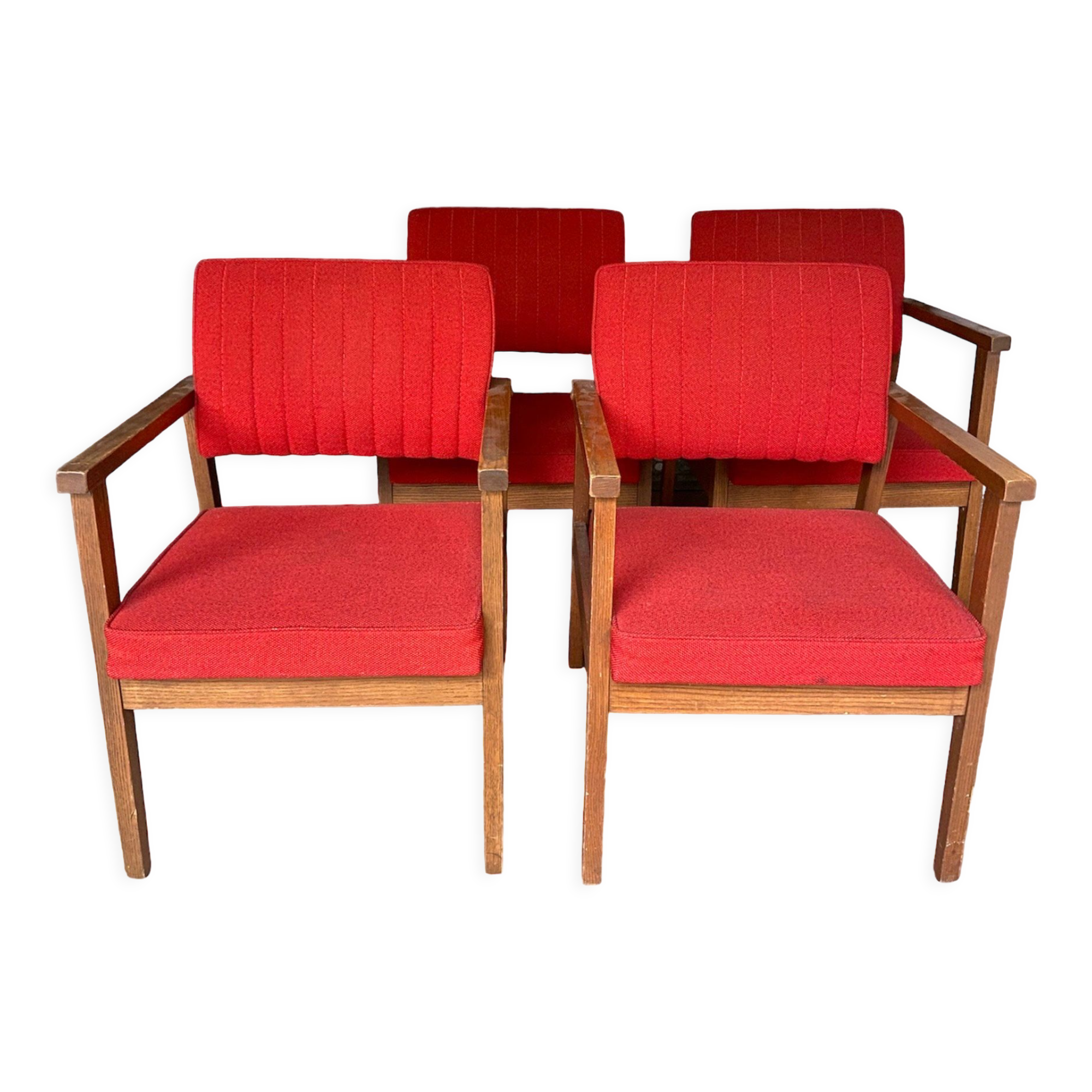 Set of 4 red armchairs - 70s