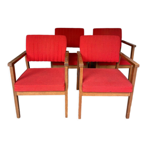 Ensemble de 4 fauteuils rouges