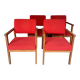 Set of 4 red armchairs - 70s