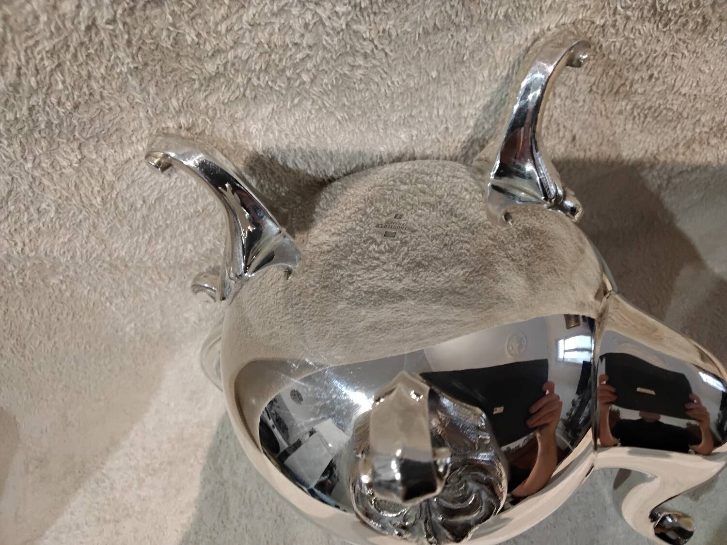 Silver-plated metal teapot by Christofle, Marly rocaille pattern, 1L