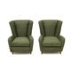 Set of green fabric armchairs, 1940s