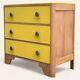 Commode art déco jaune poudré et bois brut