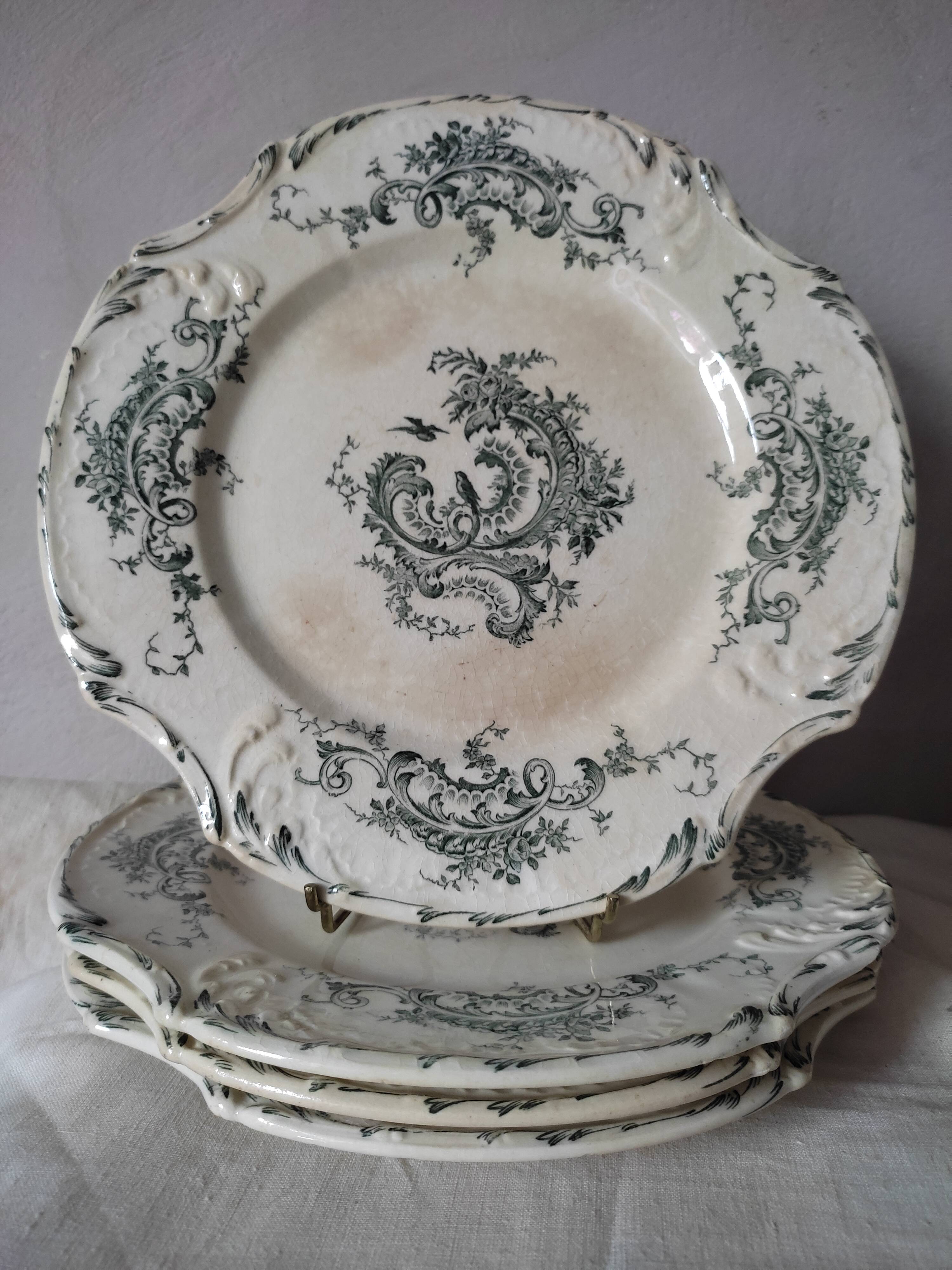 4 plates at the end of 1800 by Gien