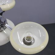 1930s Czech Art Deco chrome chandelier with cream opaline glass shades