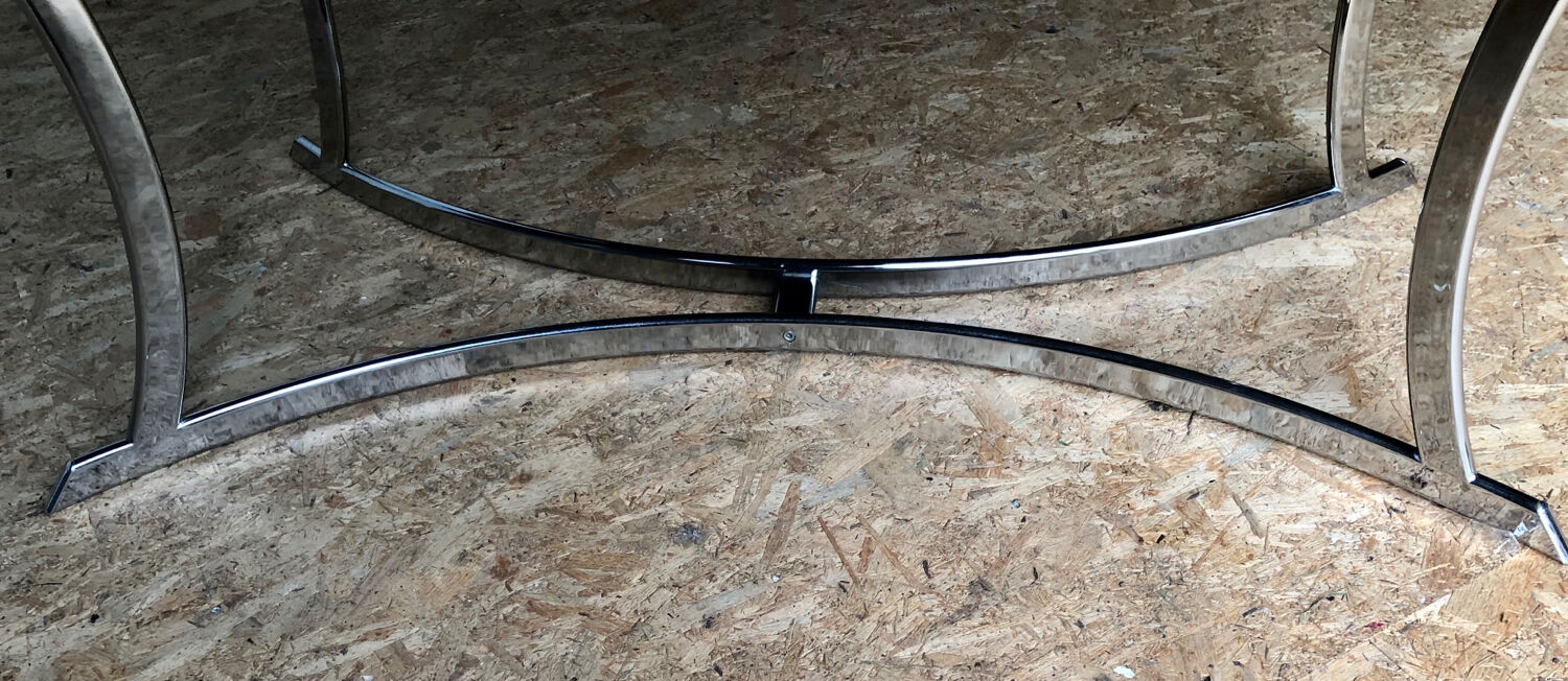 Smoked glass table and chrome legs