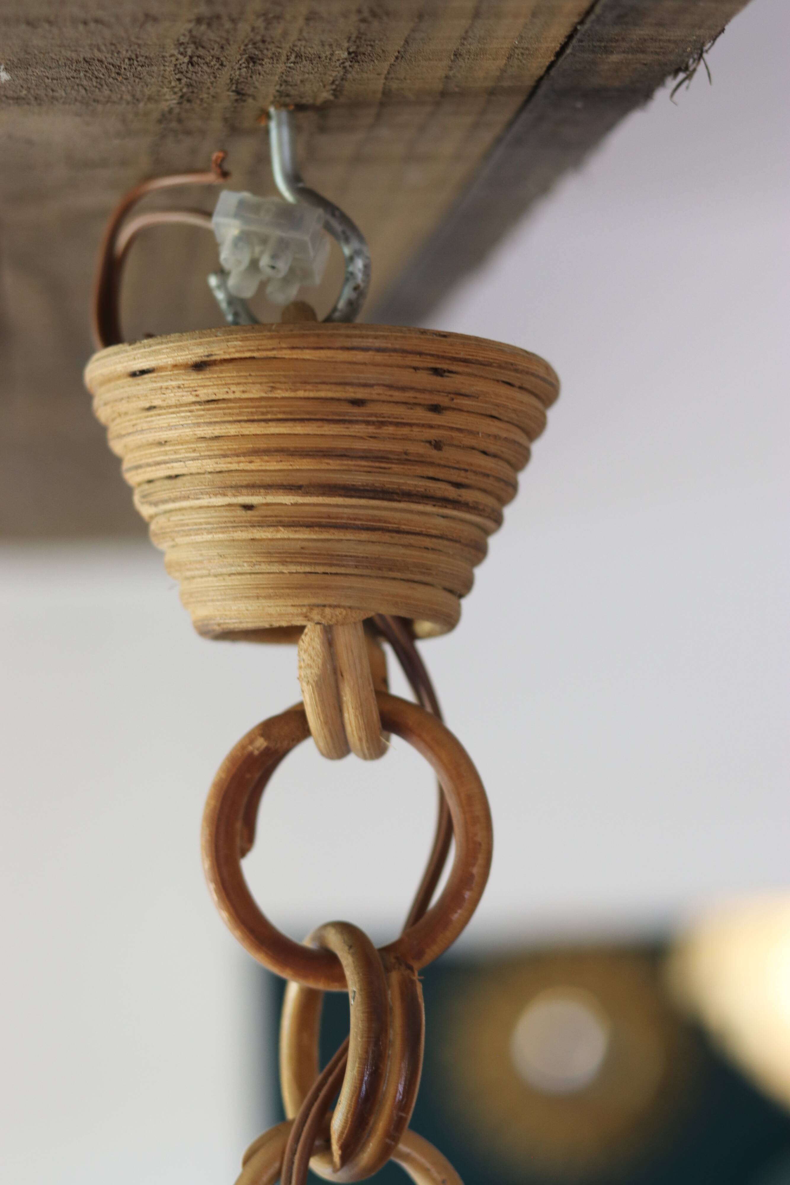 Vintage rattan and paper pendant light