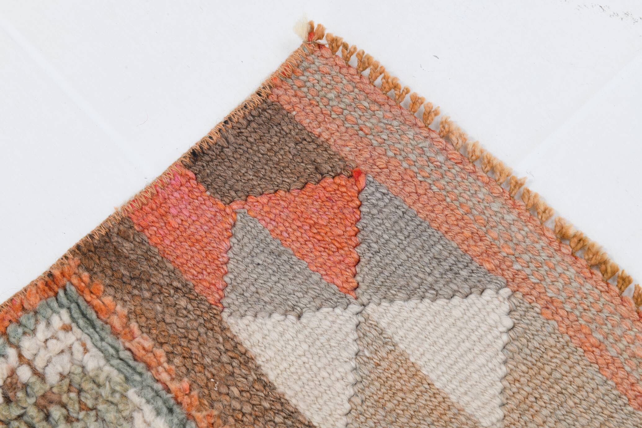 3x10 Orange Brown Handmade Wool Vintage Runner Rug, 103x323Cm SK 18245