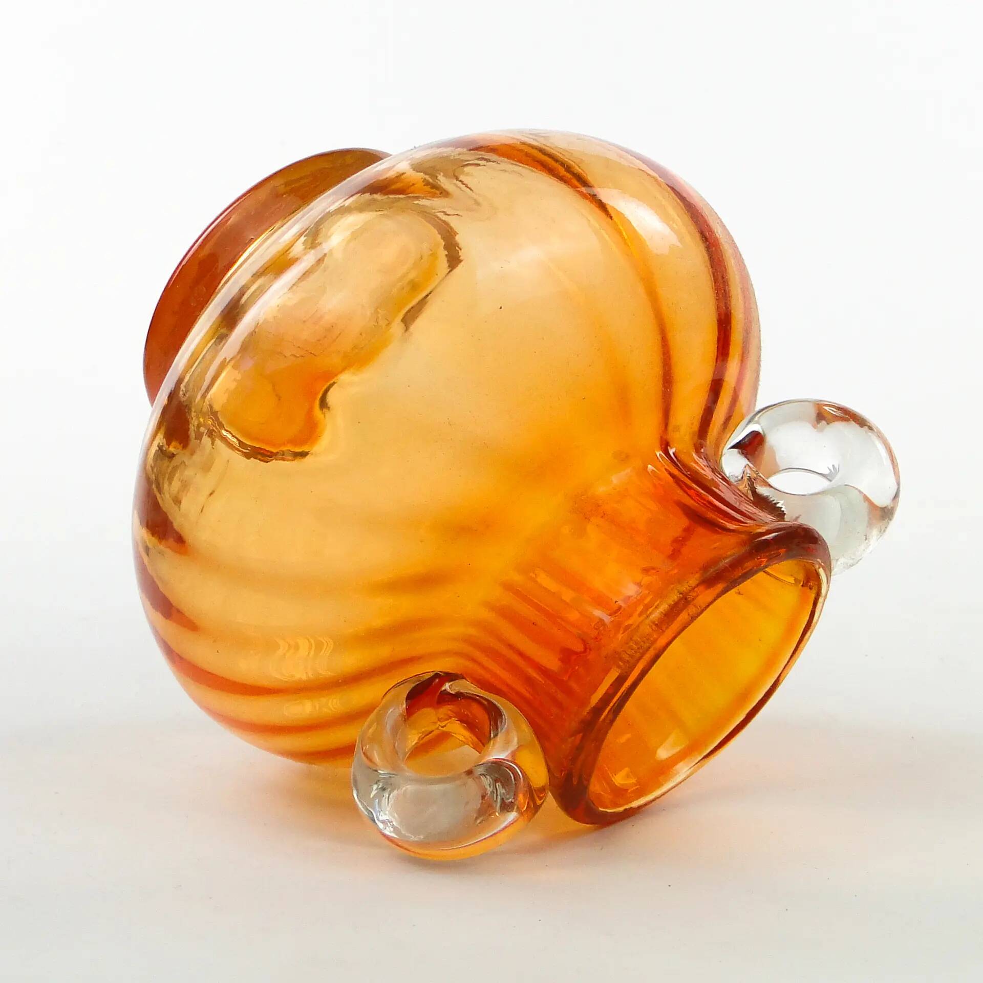 Mid-century modern vase, orange glass, Poland, 1970s