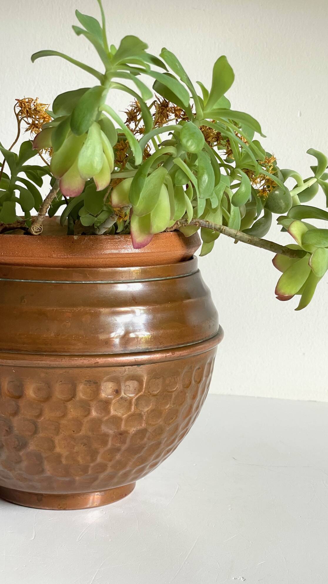 Planter by Villedieu copper vintage patina