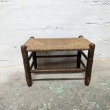 Wooden foot stool and straw