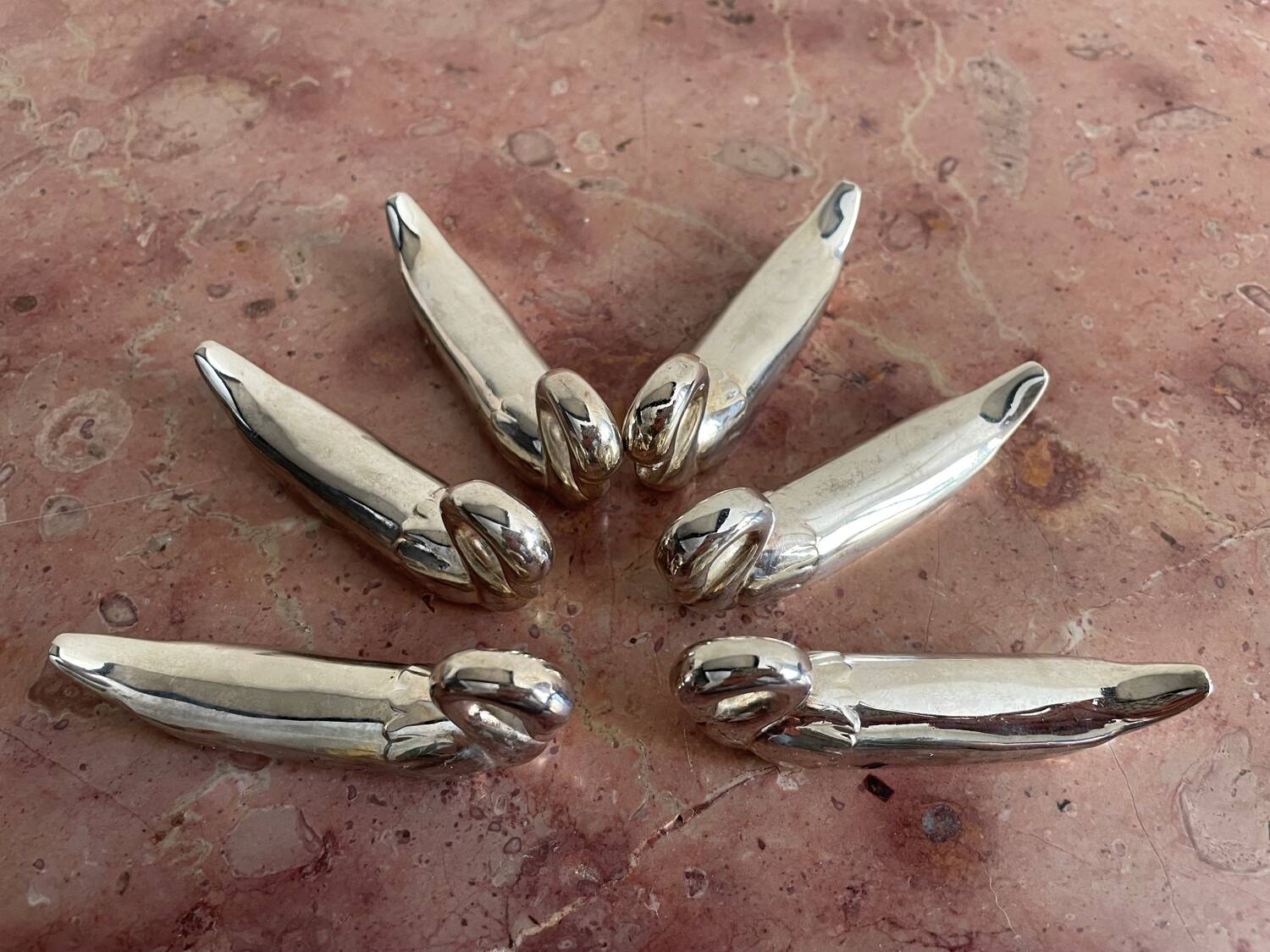 Set of 6 silver-plated swan knife rests