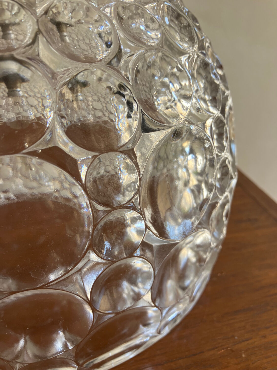 Glass pendant lamp with bubble patterns - 1960s