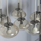 Lustre cascade à 6 gouttes d'eau en verre fumé léger 1960