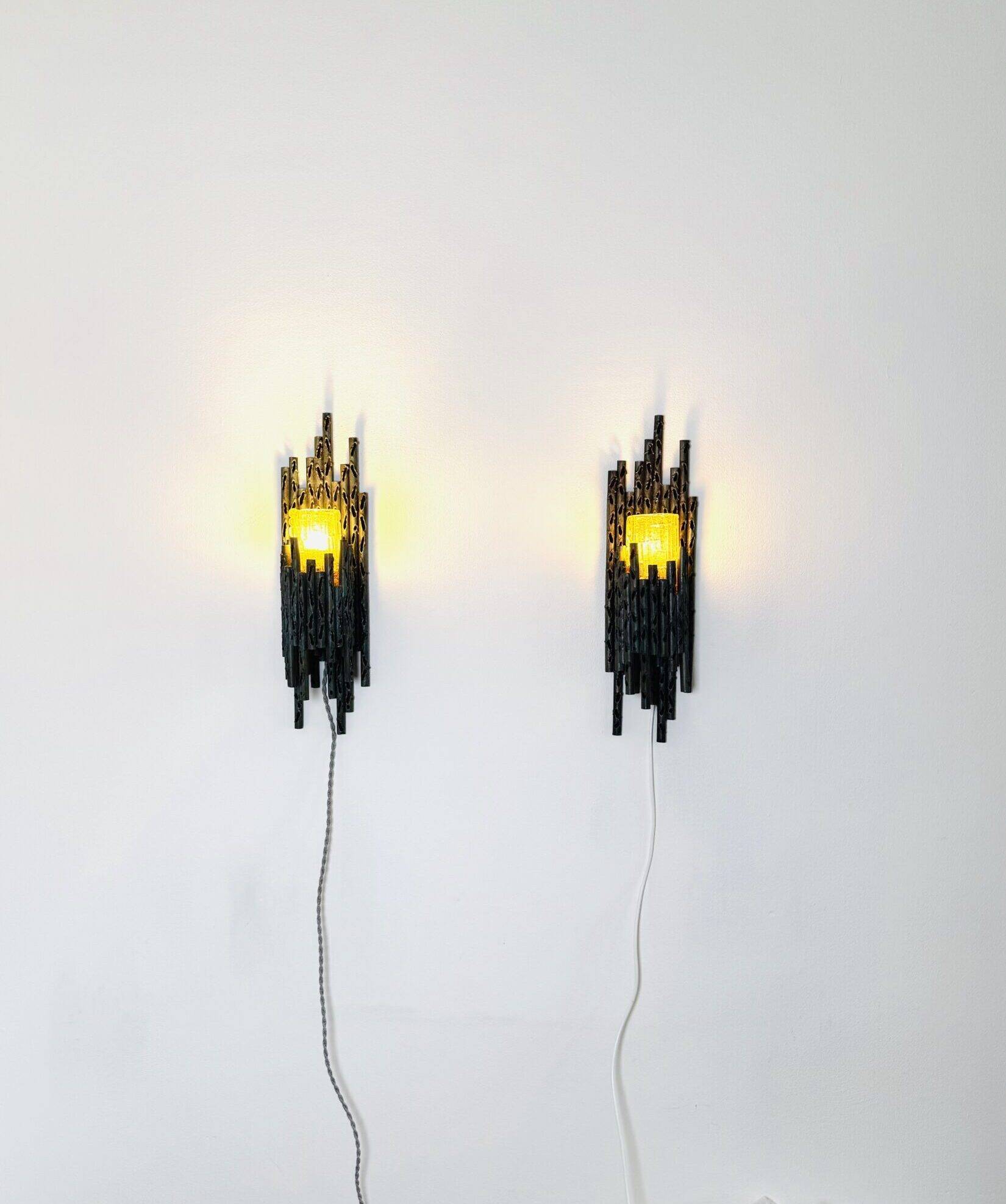 Brutalist Wall Lamps By Marcel Fantoni For Fantoni Studio Firenze, Italy 1960S