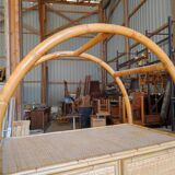 Two-door wicker and bamboo wardrobe