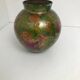 Linear lacquered glass vase 1970-1980 with internal decoration of gold oxides unique handmade piece