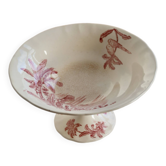 Antique Longchamp compote dish in pink ironstone – Exotic model
