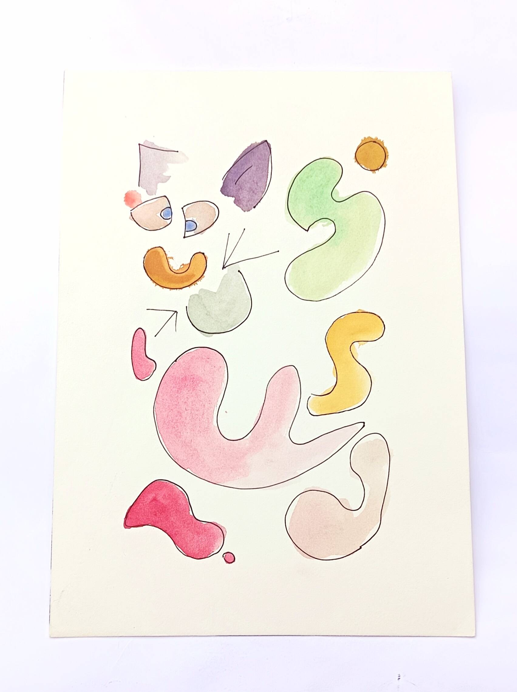 Original abstract painting – coloured organic shapes