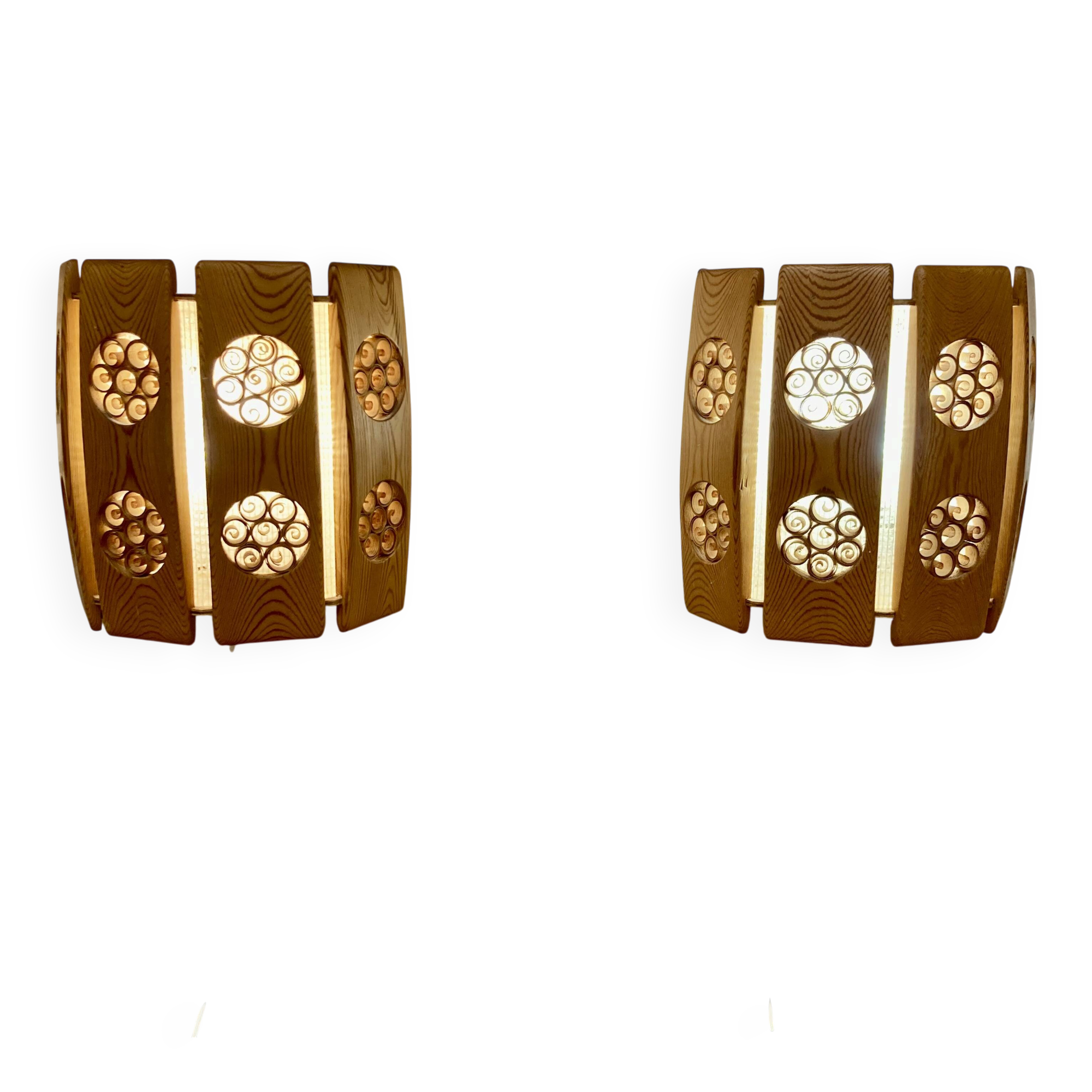 A pair of large scandinavian design wall lights from the 1950s.
