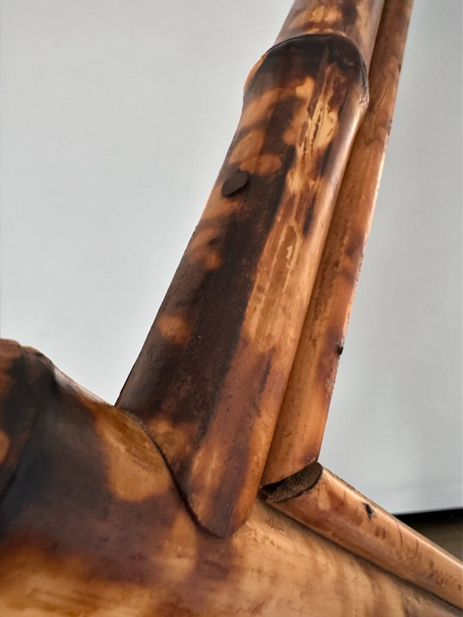 Antique bamboo wardrobe with mirror — exotic style, late 19th century