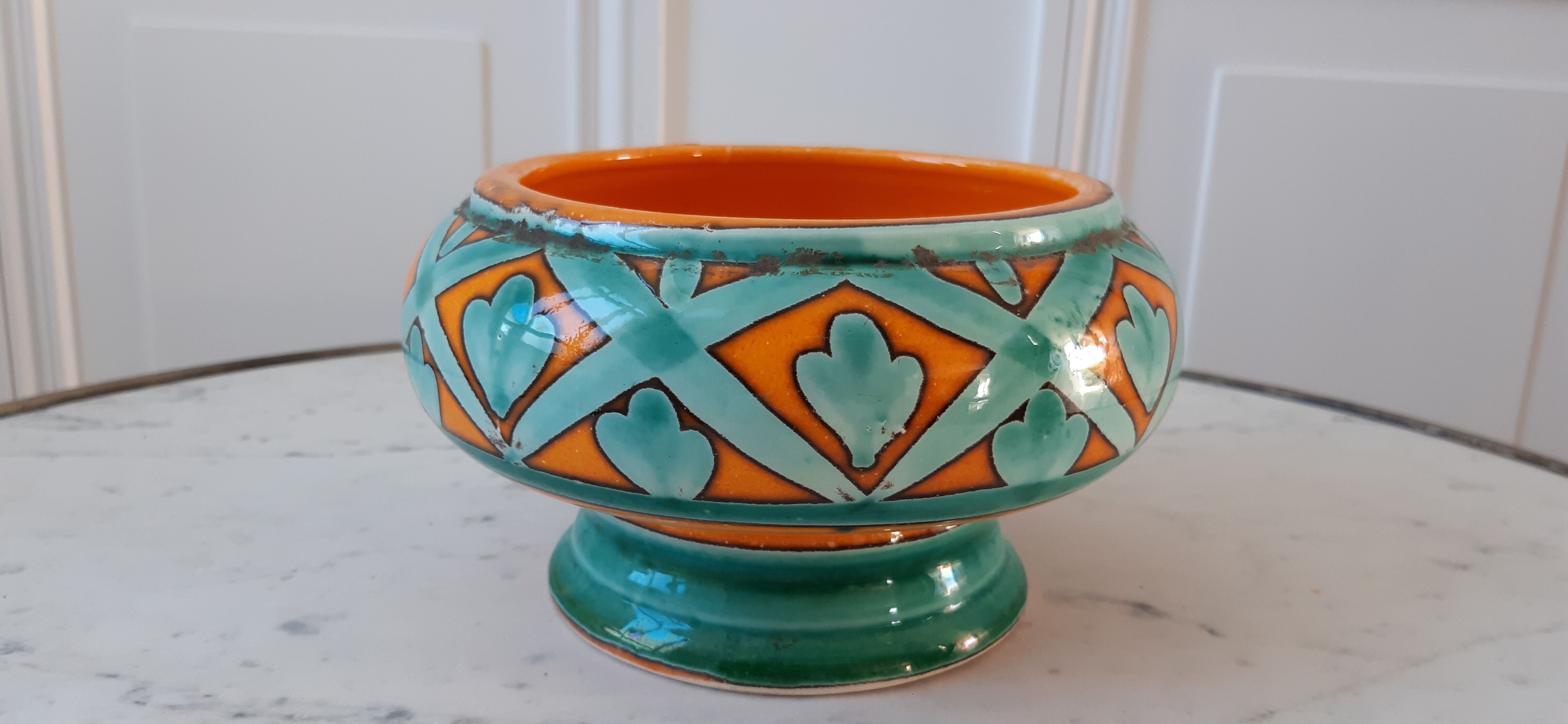 Pocket tray / pot in colored ceramic Saint-Clément signed 60s