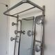 Vintage brushed aluminium coat rack from the 1950s.