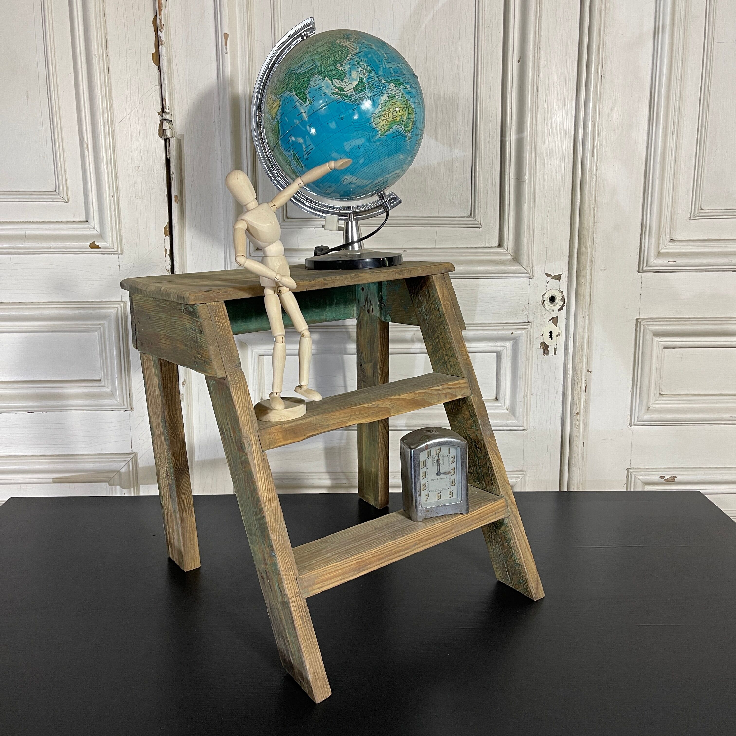 Old wooden foot step