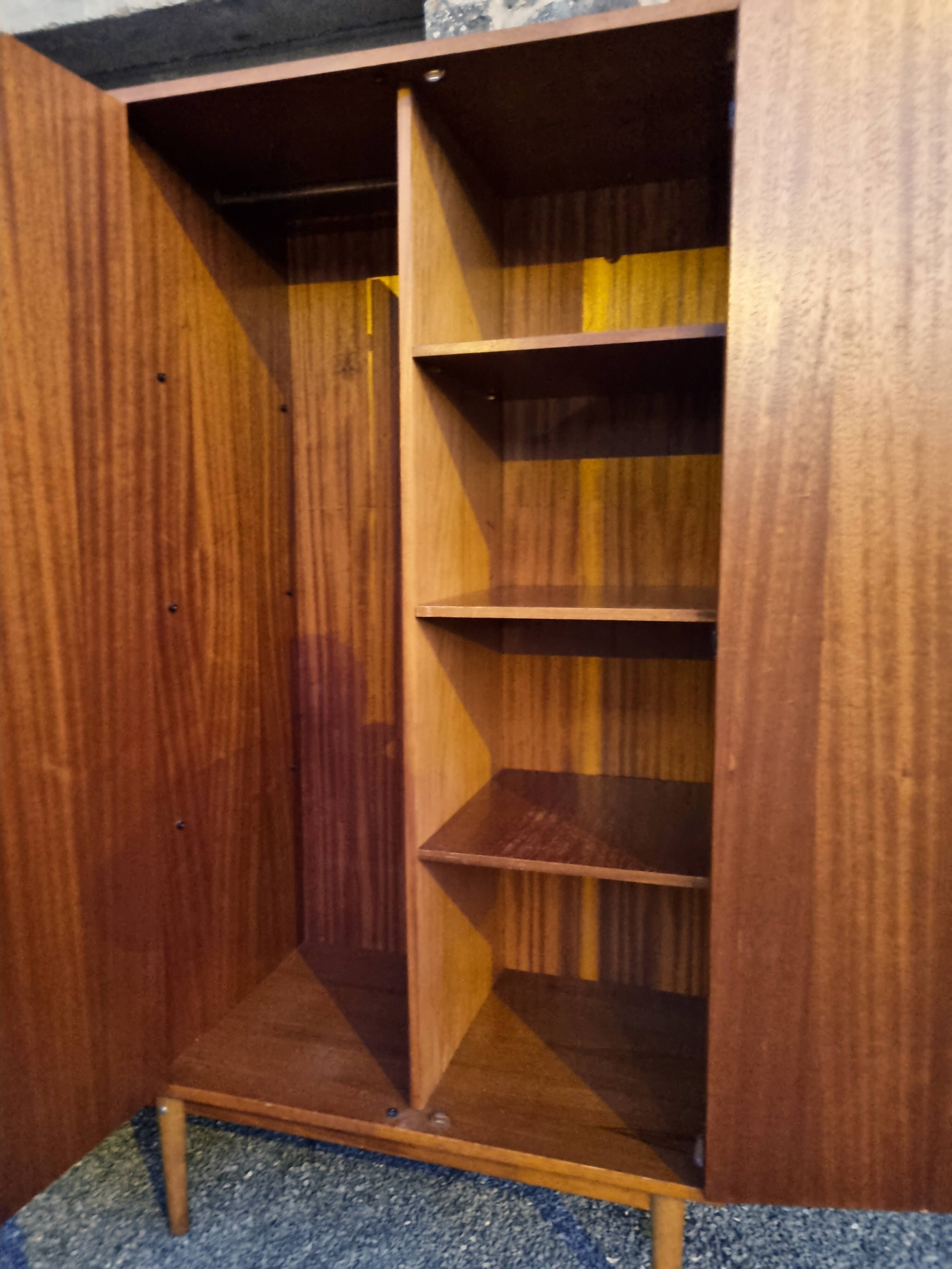 Combined modernist secretary, shelves, closet, wardrobe, vintage, 60s