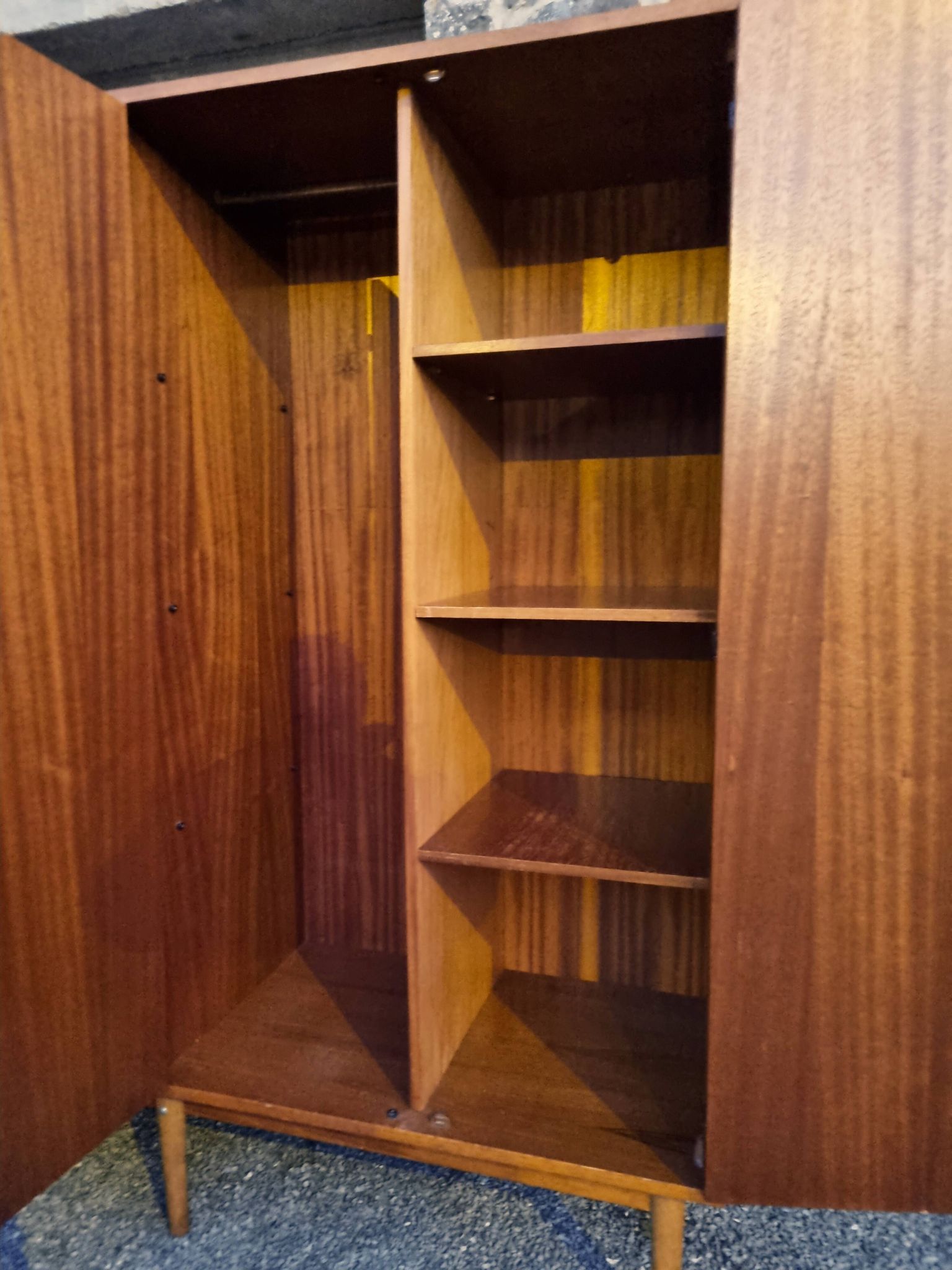 Combined modernist secretary, shelves, closet, wardrobe, vintage, 60s