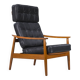 Mid-Century Modern FD 164 Armchair in Teak and Black Leather by Arne Vodder
