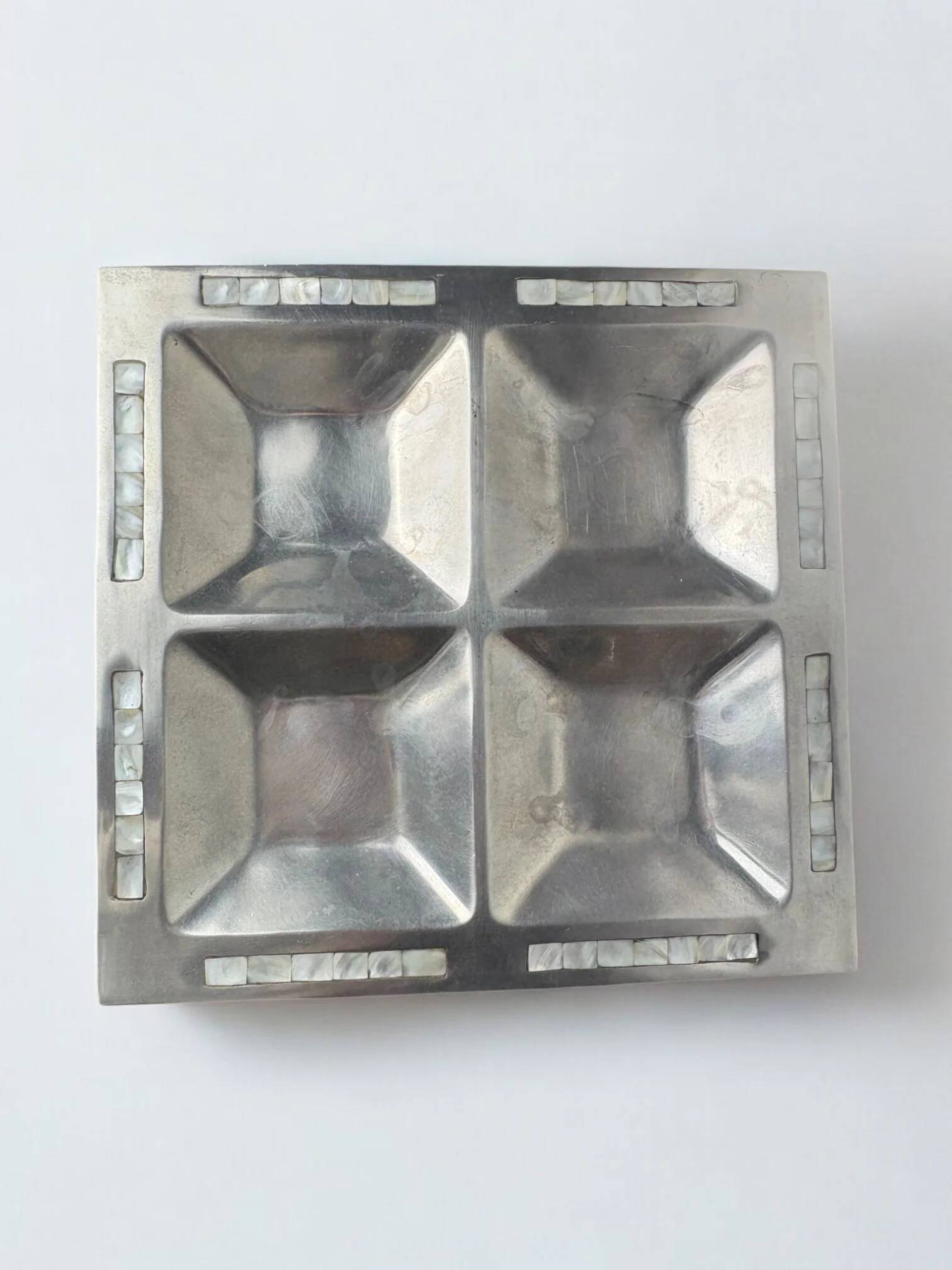 Mother-of-pearl & aluminium centerpiece, Italy, 1970s